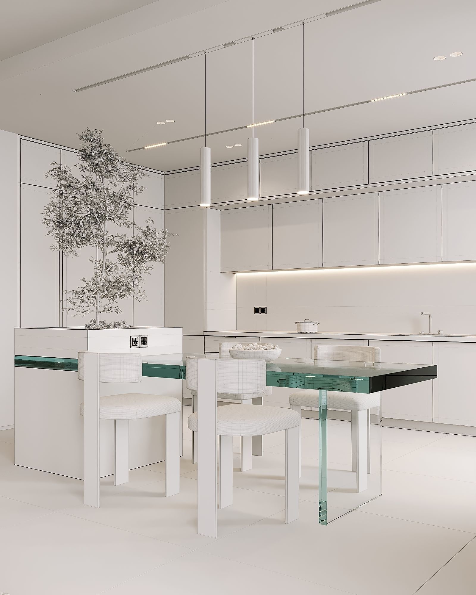 AR-22045 Case Study - Living room-Kitchen-Hallway 3D Scene 3D model_27