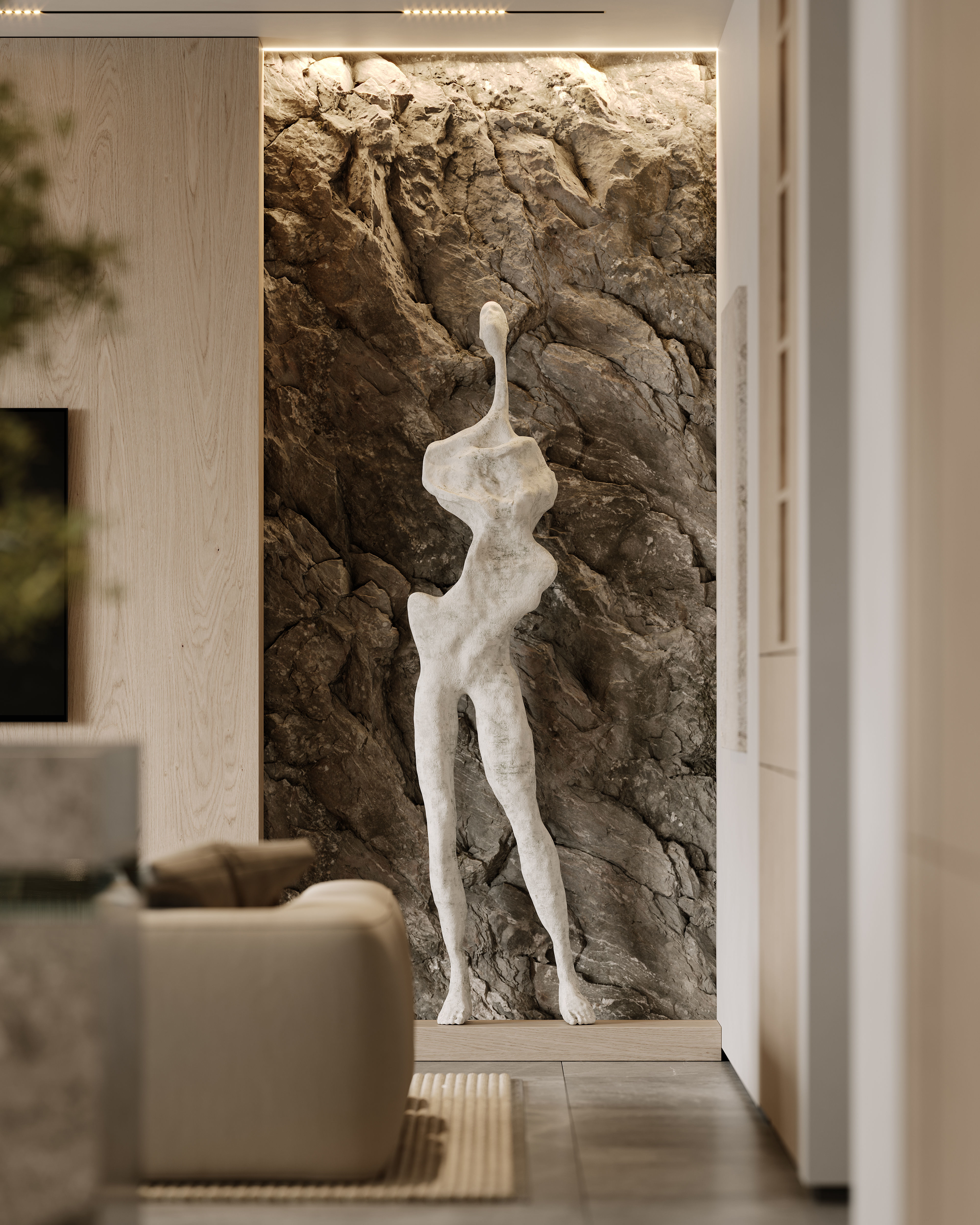 AR-22045 Case Study - Living room-Kitchen-Hallway 3D Scene 3D model_13