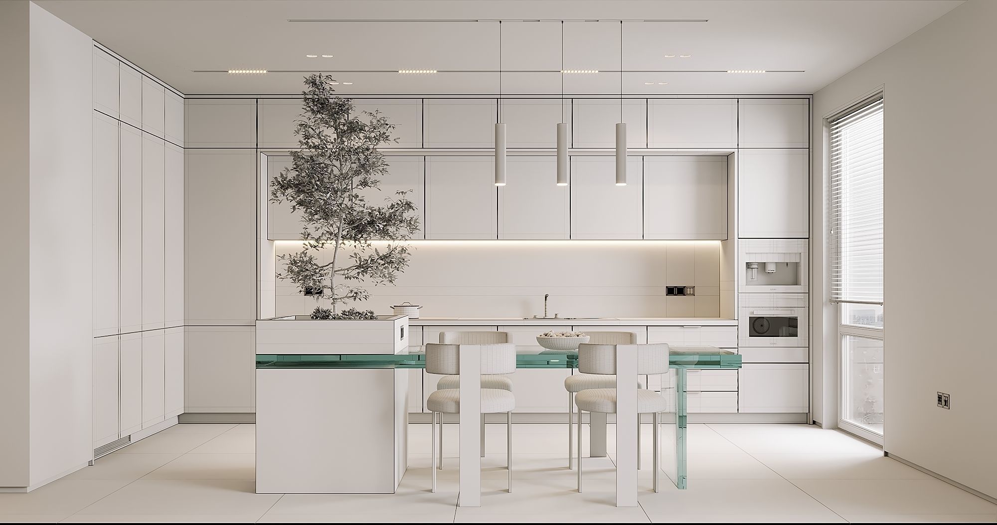 AR-22045 Case Study - Living room-Kitchen-Hallway 3D Scene 3D model_19