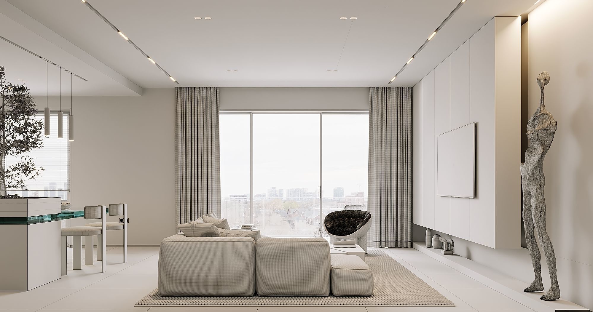 AR-22045 Case Study - Living room-Kitchen-Hallway 3D Scene 3D model_21