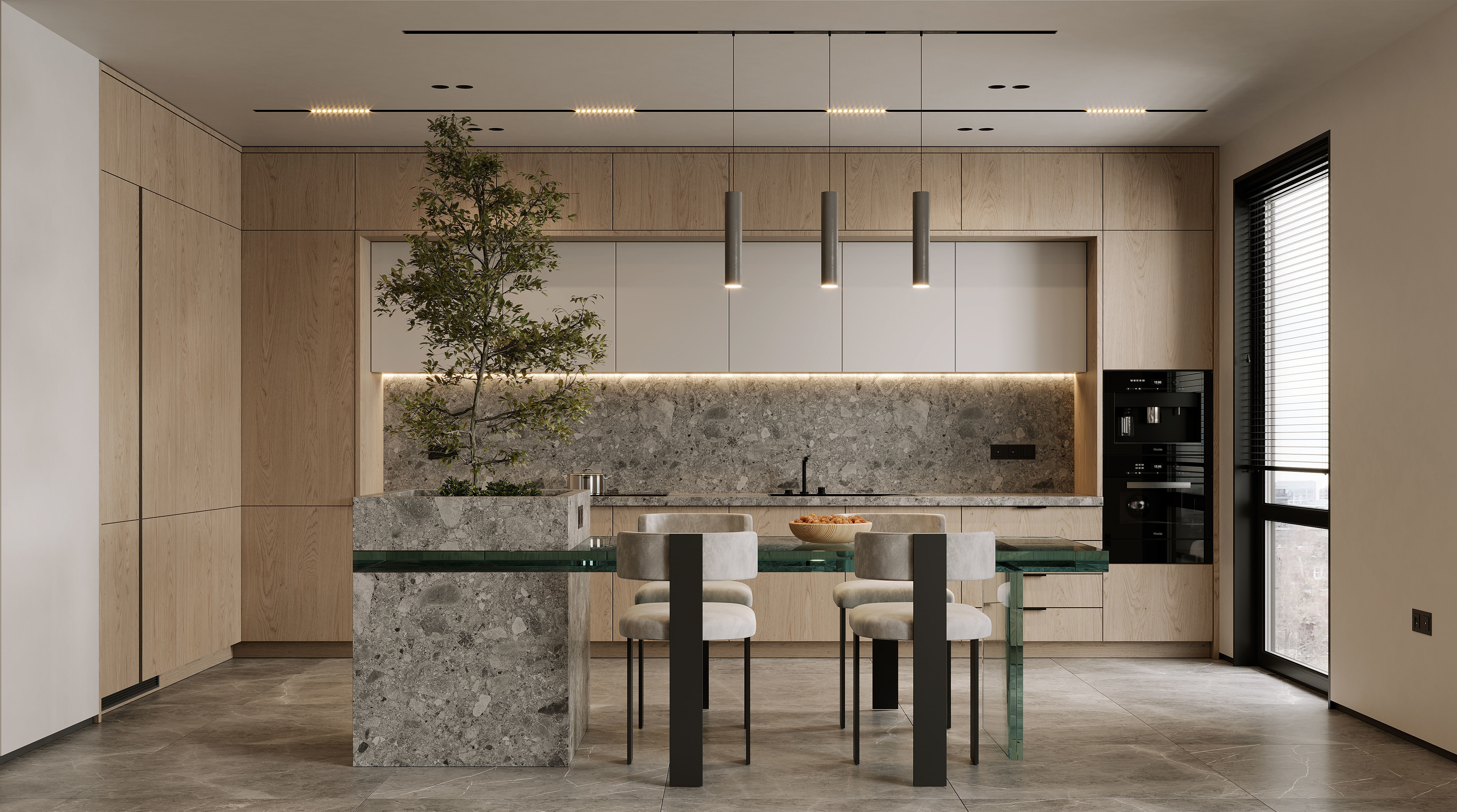 AR-22045 Case Study - Living room-Kitchen-Hallway 3D Scene 3D model_4