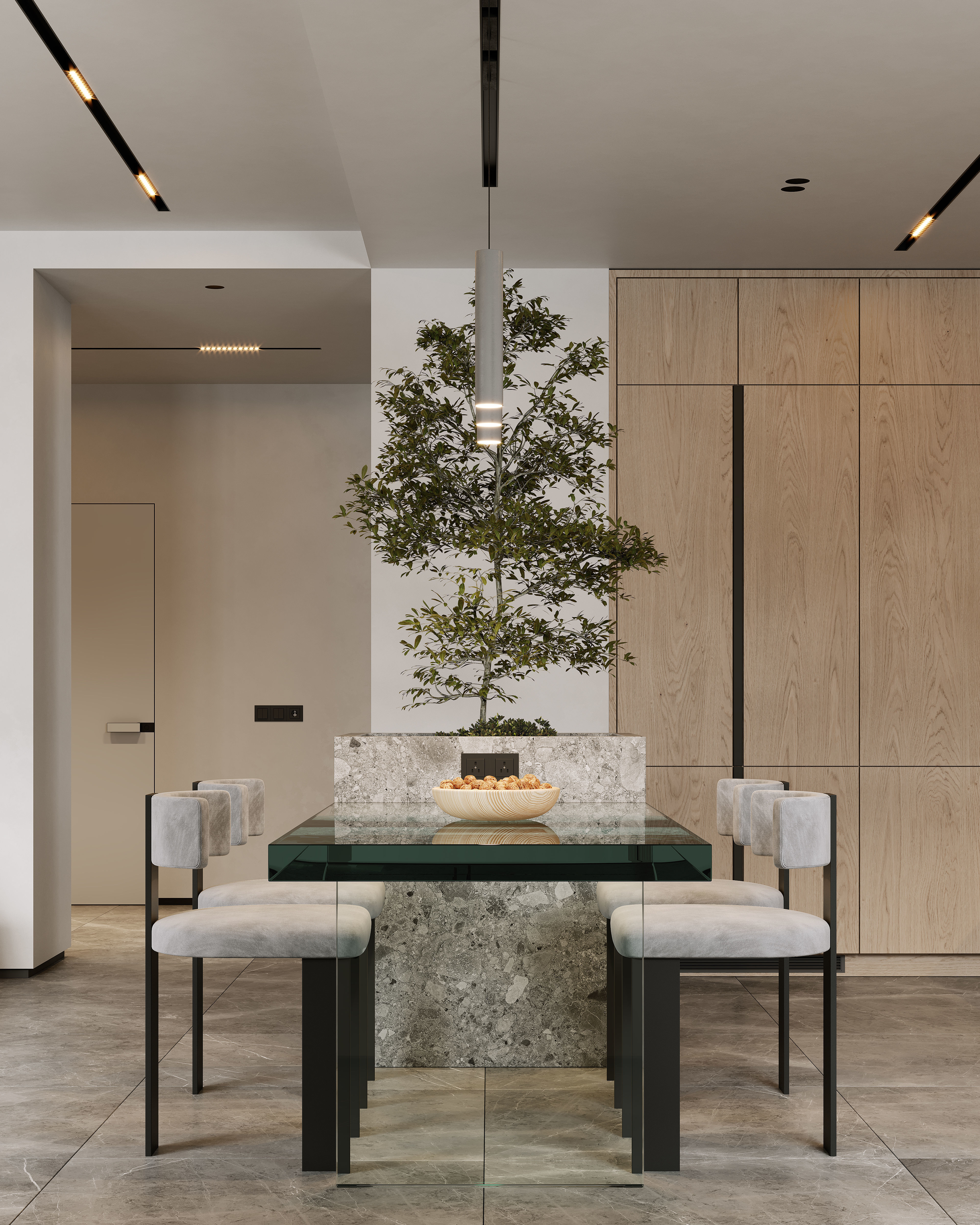 AR-22045 Case Study - Living room-Kitchen-Hallway 3D Scene 3D model_9