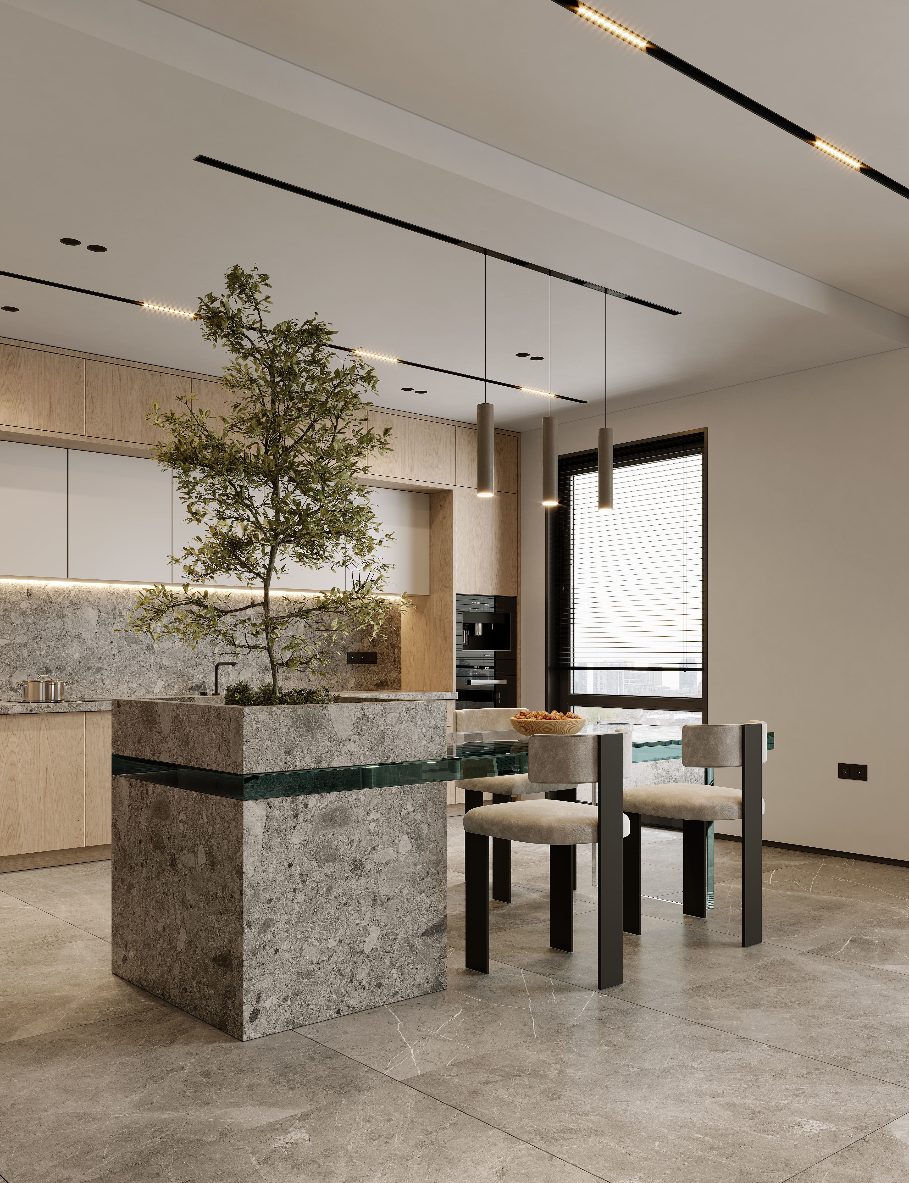 AR-22045 Case Study - Living room-Kitchen-Hallway 3D Scene 3D model_8