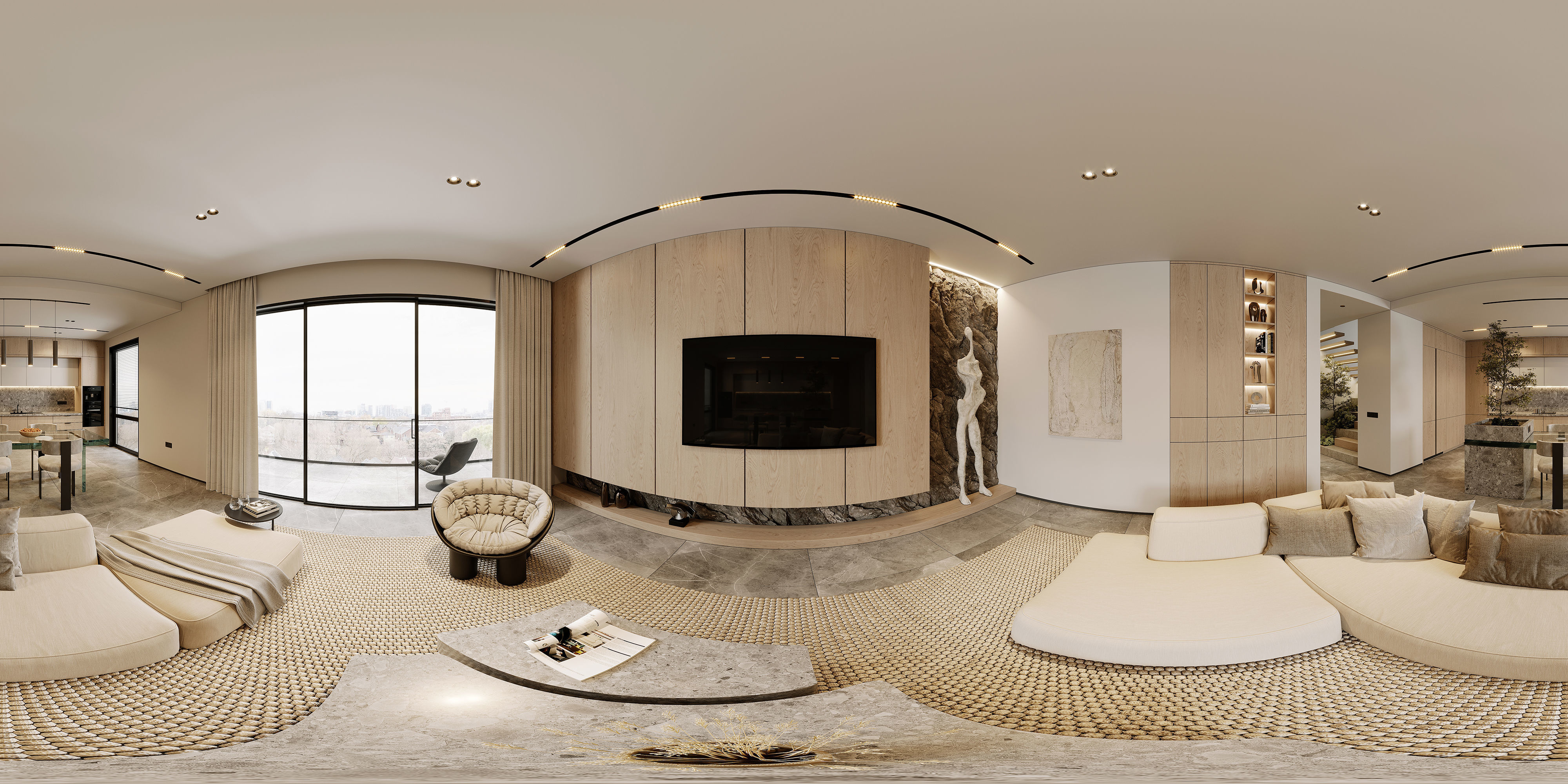 AR-22045 Case Study - Living room-Kitchen-Hallway 3D Scene 3D model_15