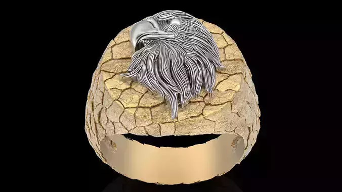 Rock eagle ring silver  gold jewelry 3D printable model