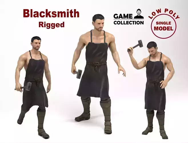 Blacksmith Low-poly 3D model
