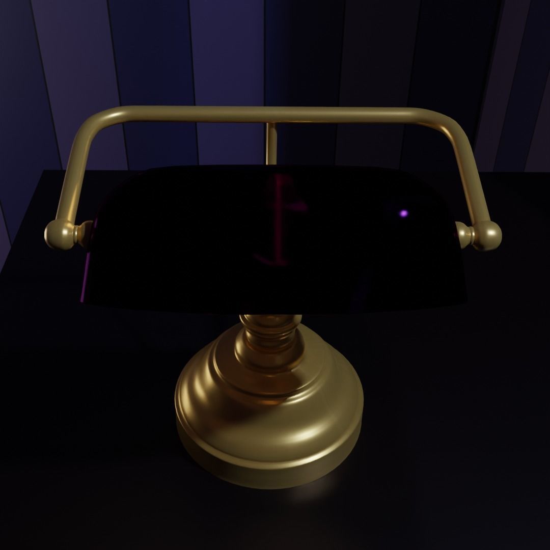 Vintage library table lamp 3D model_2