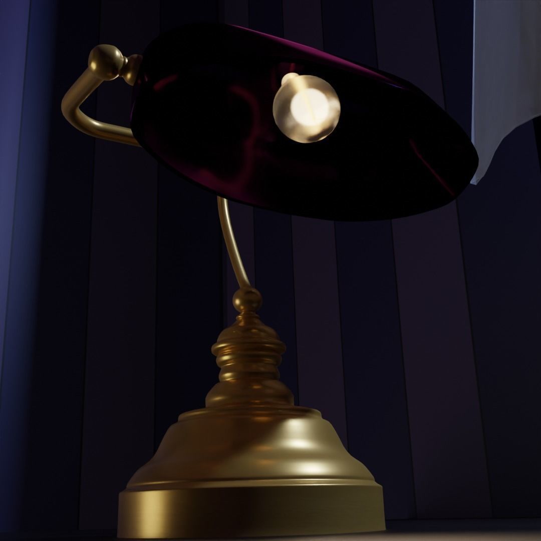 Vintage library table lamp 3D model_3