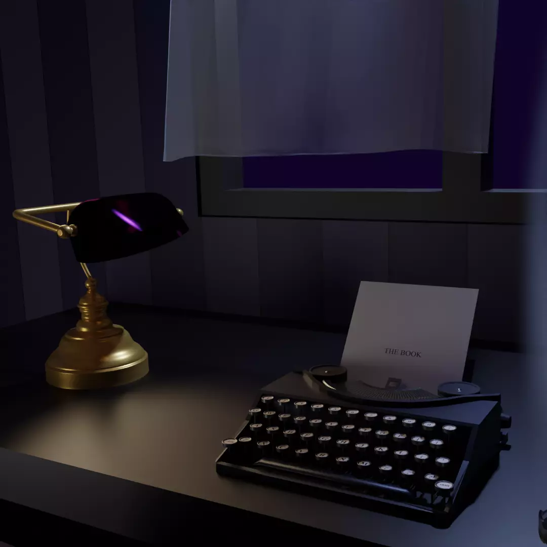 Vintage library table lamp 3D model_0