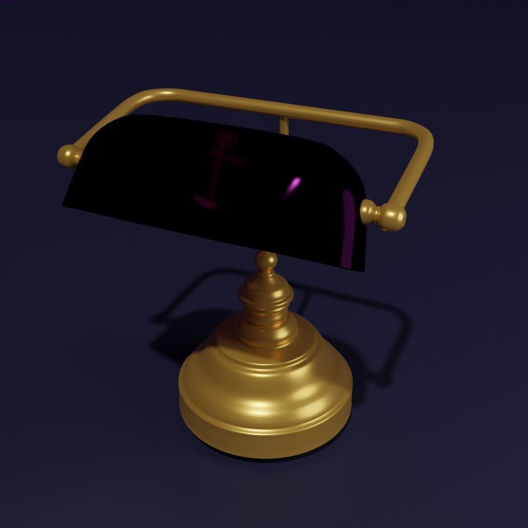 Vintage library table lamp 3D model_5