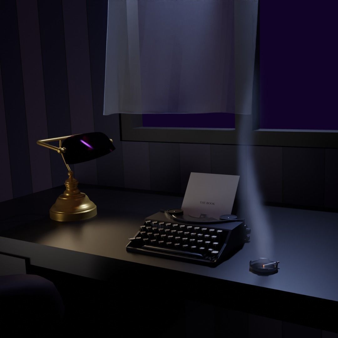 Vintage library table lamp 3D model_1