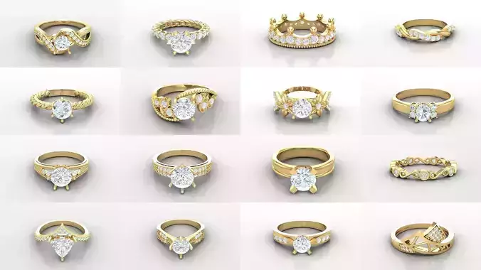 Bulk Discount 51 Diamond Ring Solitaire Cad  3D Model Collection