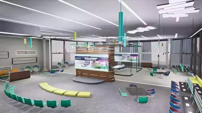 Virtual Coworking - Metaverse Office Low-poly 3D model
