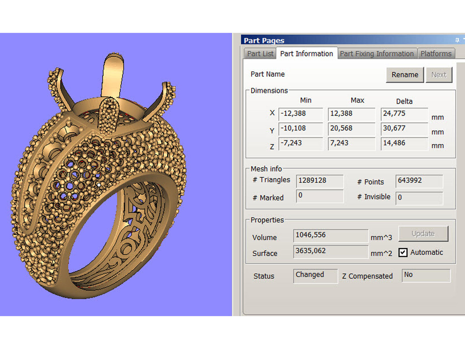 Gold Fashion Ring 3dm STL OBJ FBX with Diamonds and Gems 0081  3D print model_16
