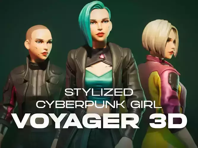 Stylized Cyberpunk Girl Low-poly 3D model Stylized Cyberpunk Girl Low-poly 3D model