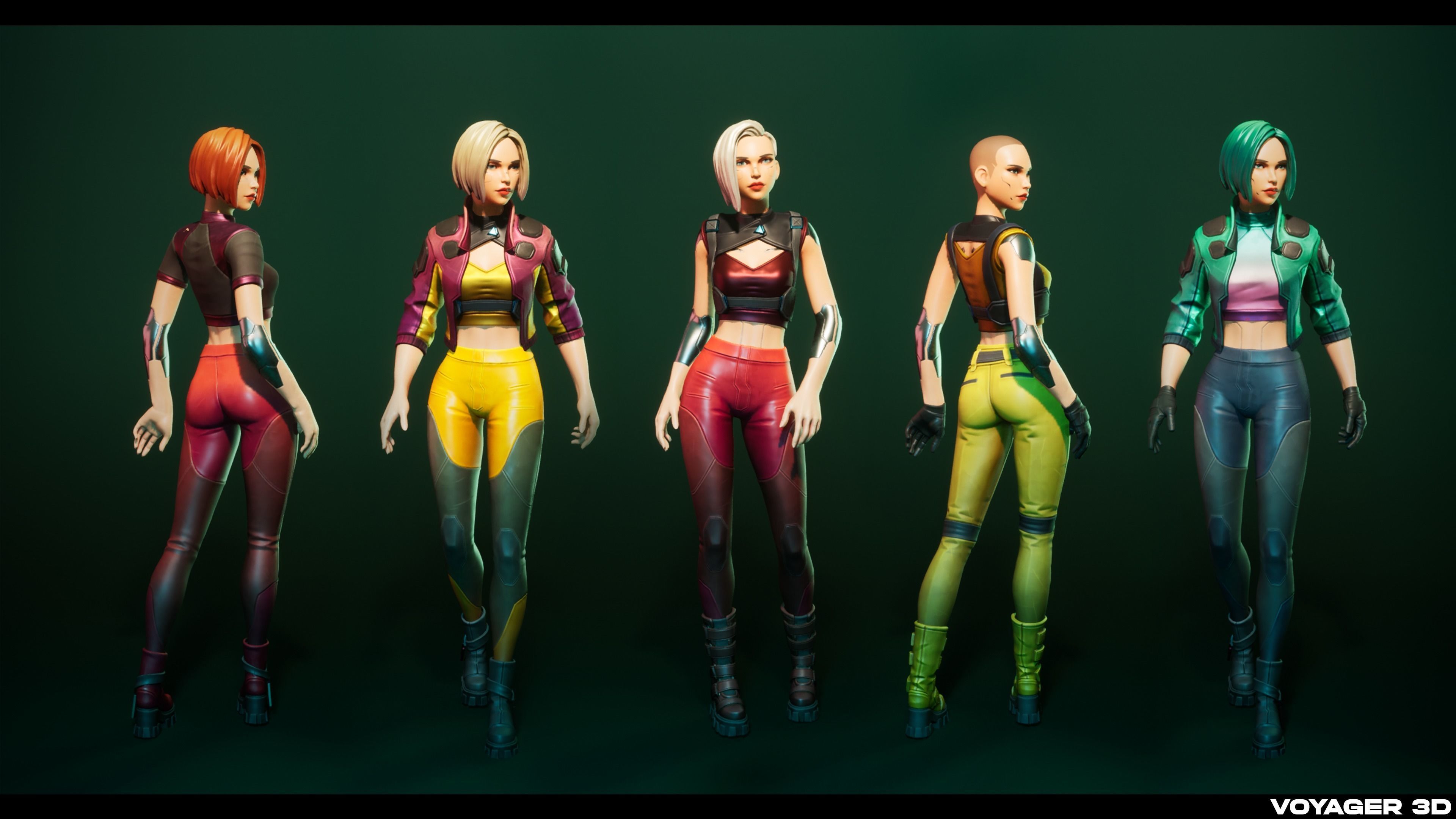 Stylized Cyberpunk Girl Low-poly 3D model_3