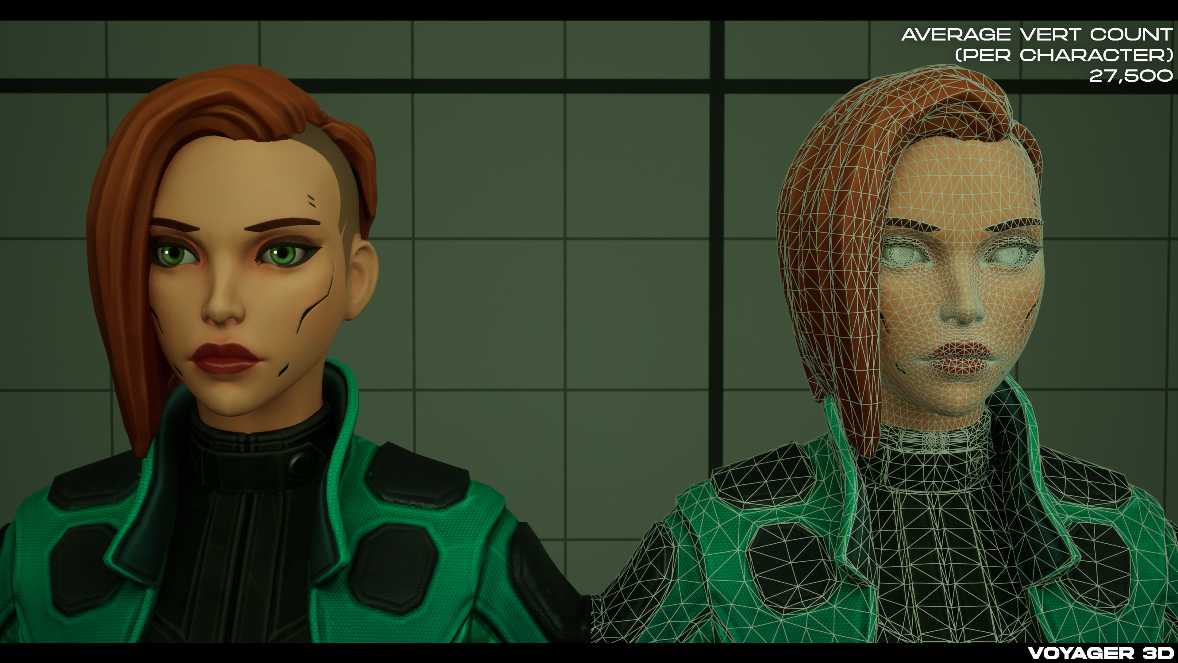 Stylized Cyberpunk Girl Low-poly 3D model_11