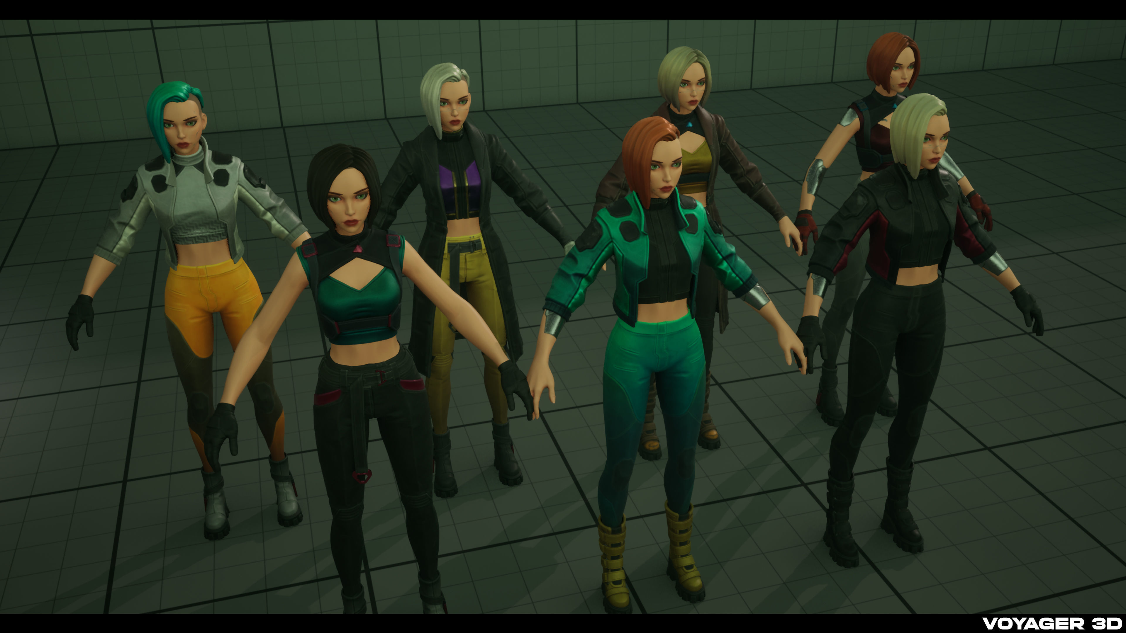 Stylized Cyberpunk Girl Low-poly 3D model_4