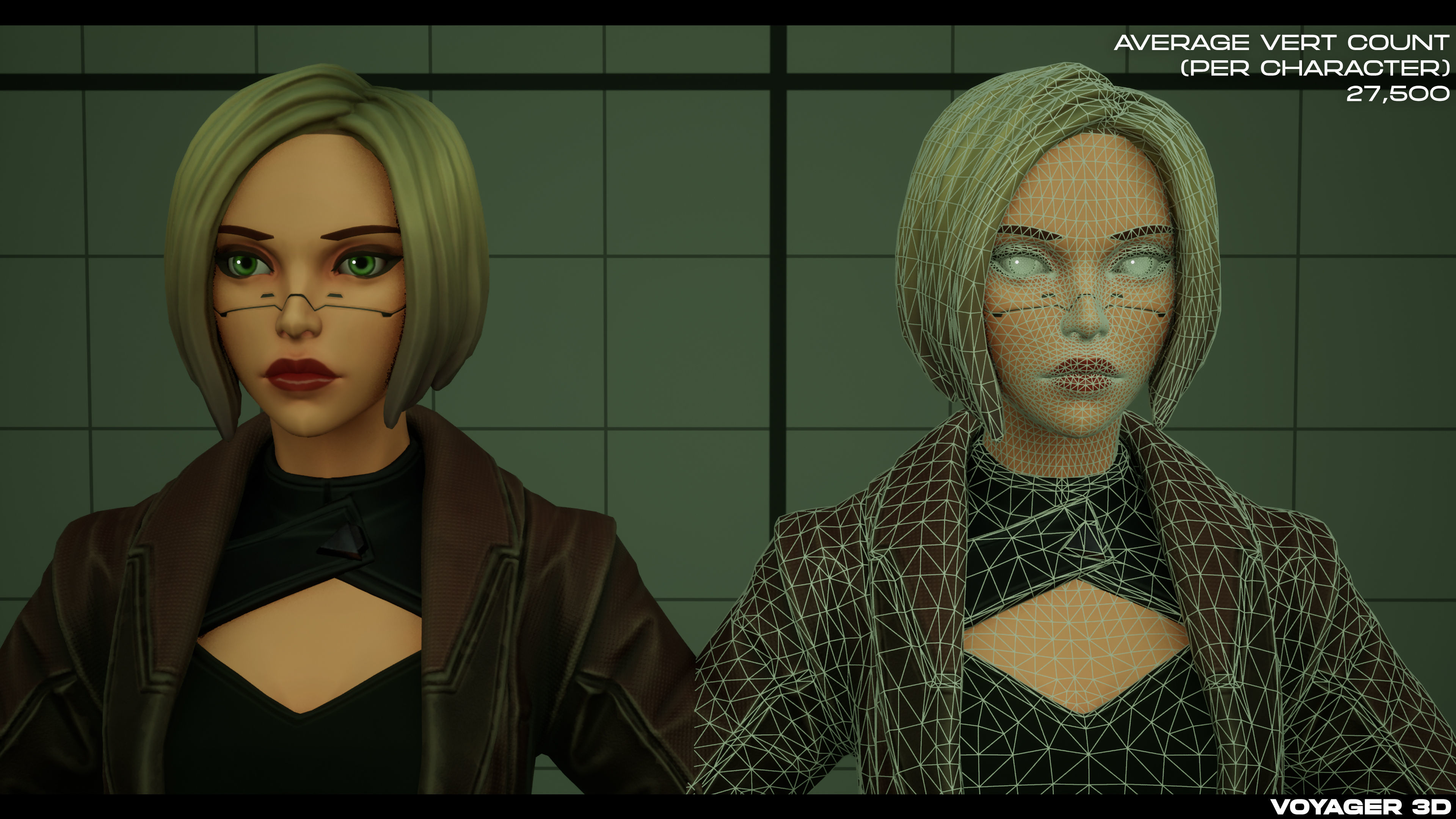 Stylized Cyberpunk Girl Low-poly 3D model_13