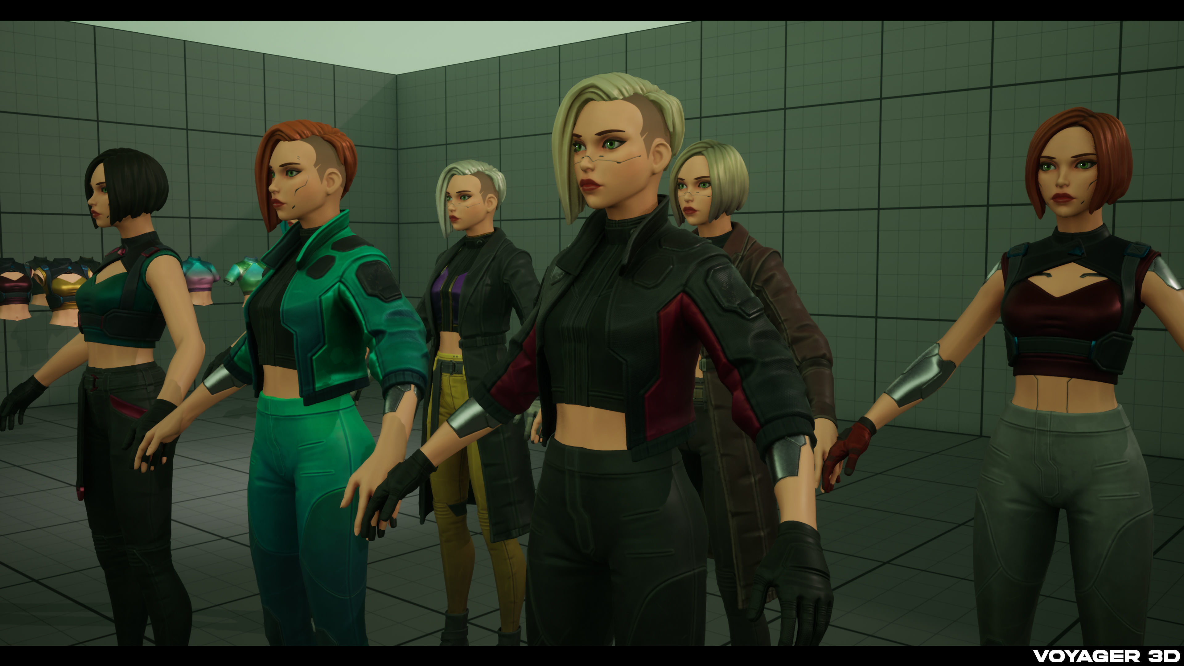 Stylized Cyberpunk Girl Low-poly 3D model_5