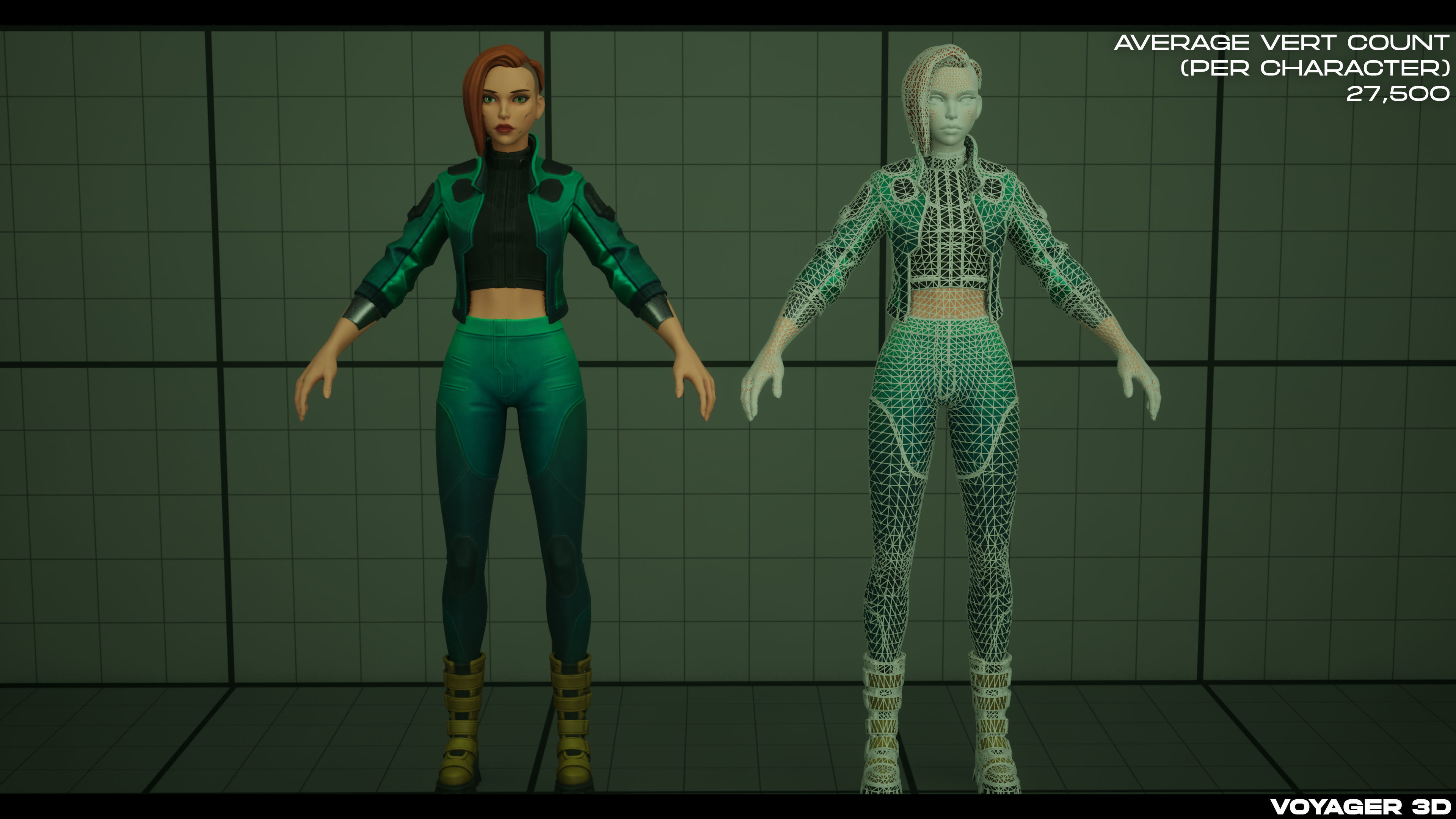Stylized Cyberpunk Girl Low-poly 3D model_10