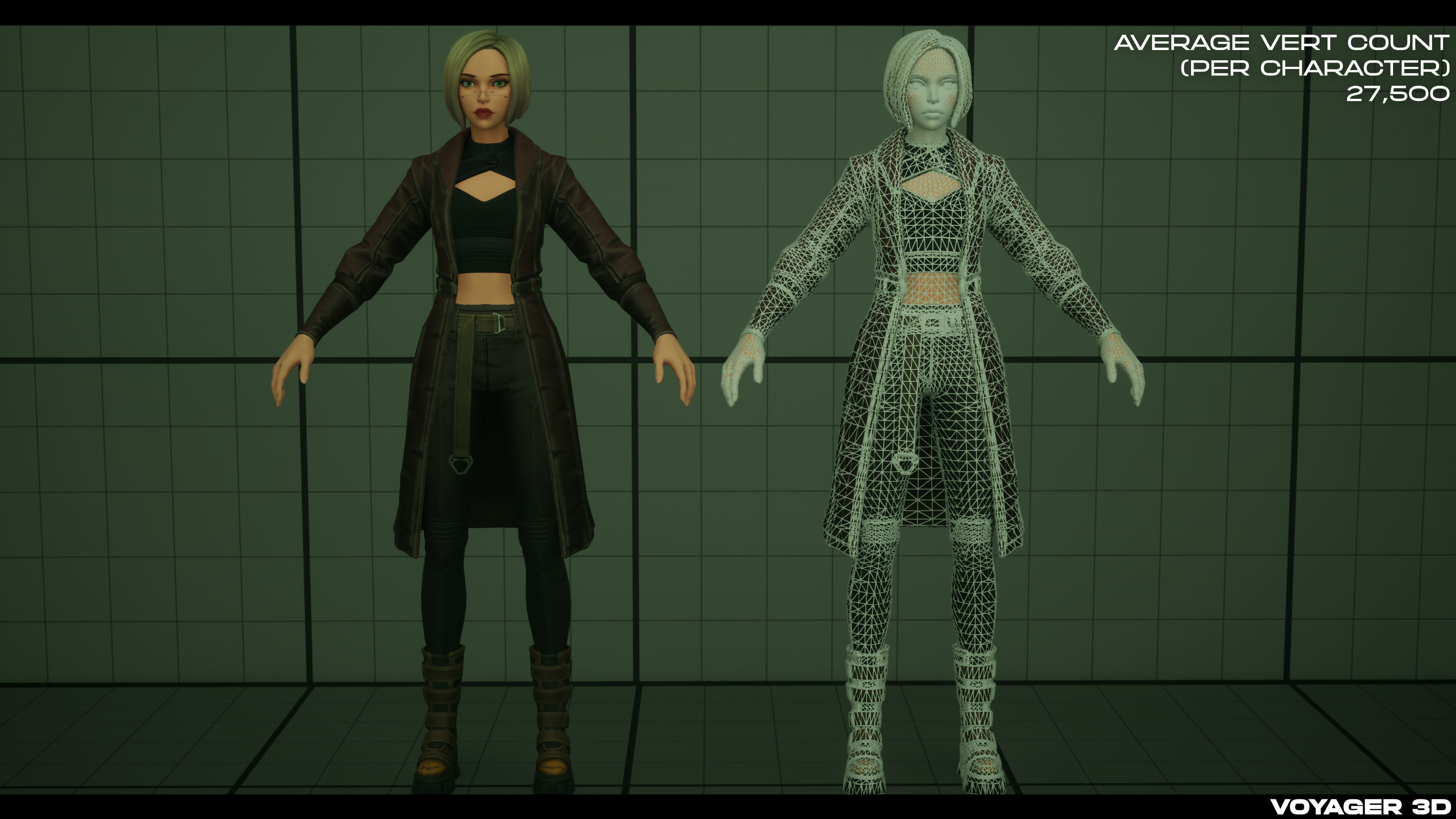 Stylized Cyberpunk Girl Low-poly 3D model_12