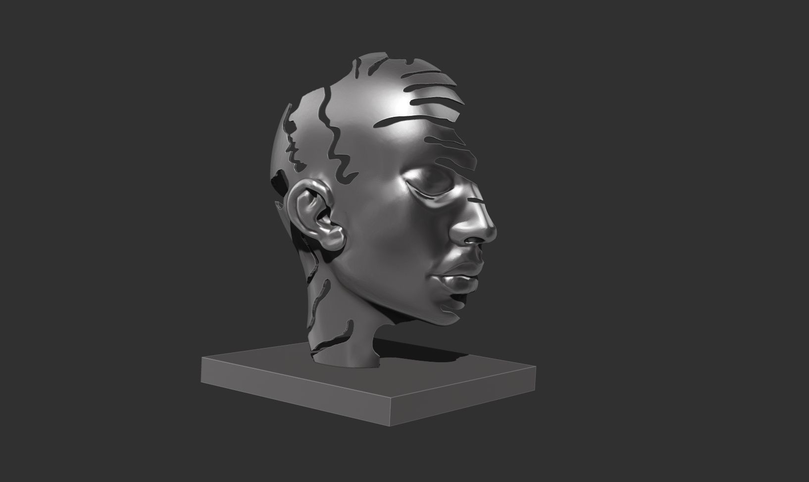 Abstract conceptual face sculpture 2 3D print model_1