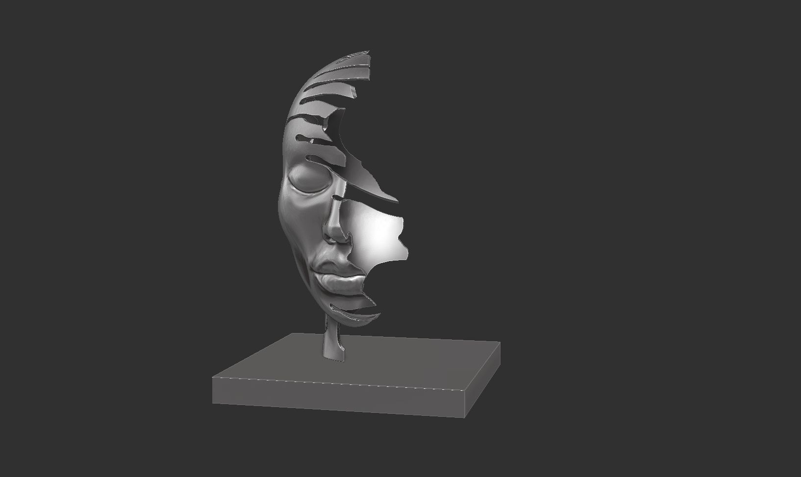 Abstract conceptual face sculpture 2 3D print model_10