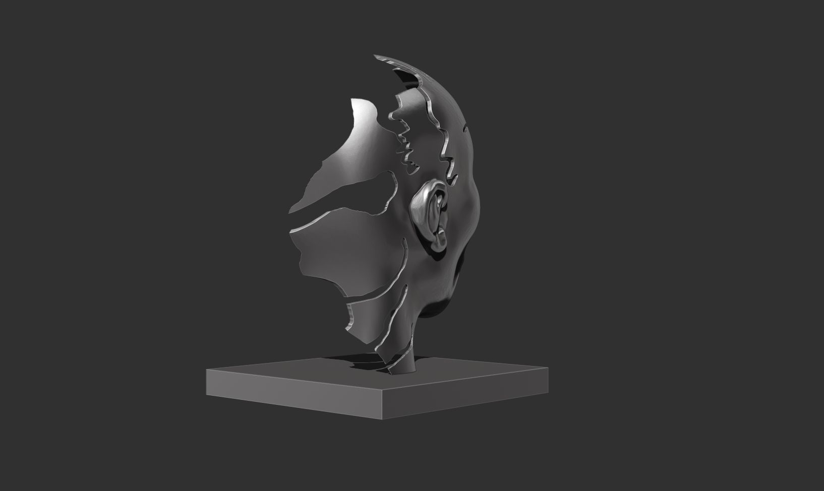 Abstract conceptual face sculpture 2 3D print model_4