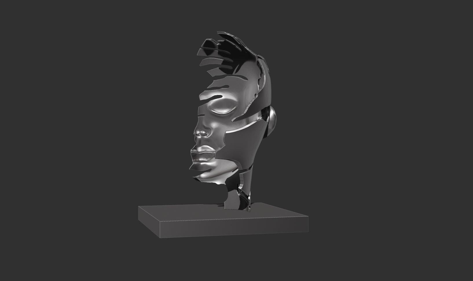 Abstract conceptual face sculpture 2 3D print model_6