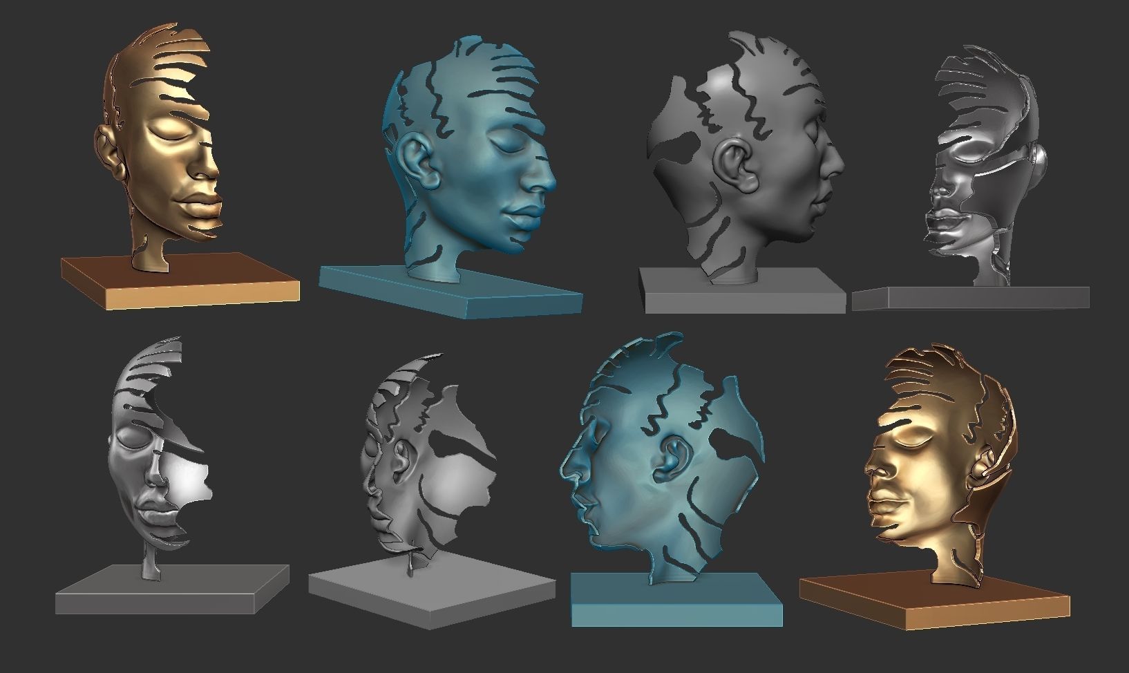 Abstract conceptual face sculpture 2 3D print model_11