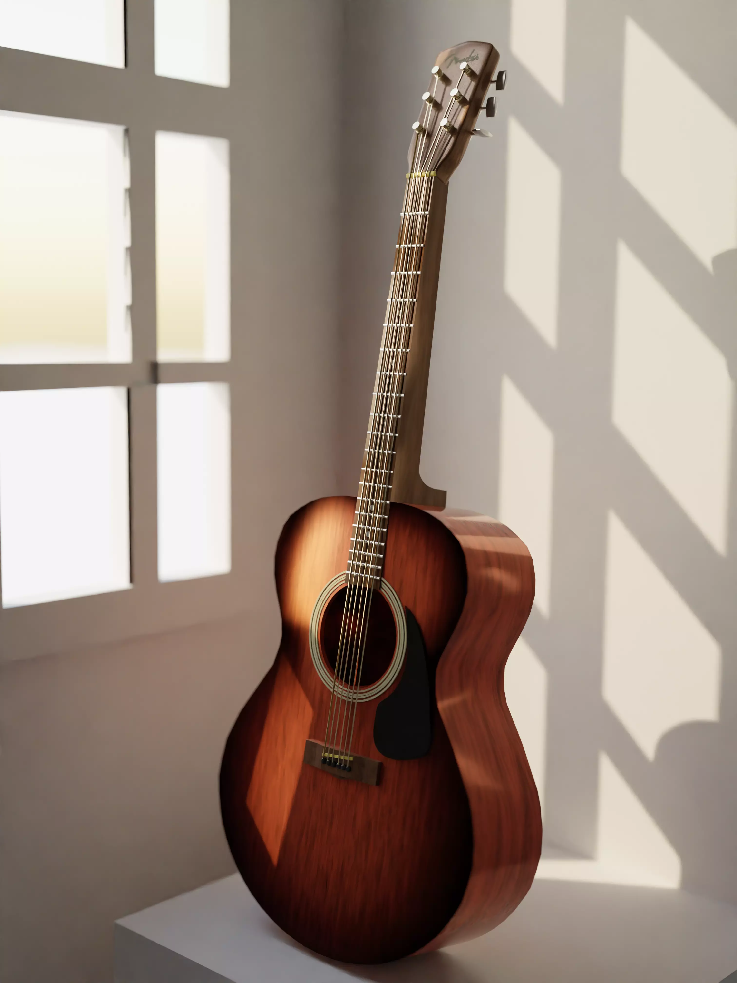 Acoustic Guitar - Fender Dreadnaught Free 3D model