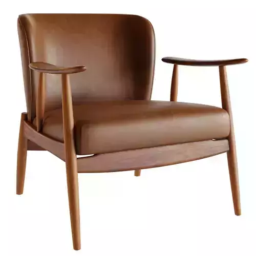 roubadour Saddle Leather Wood Frame Chair by Cb2 3D model