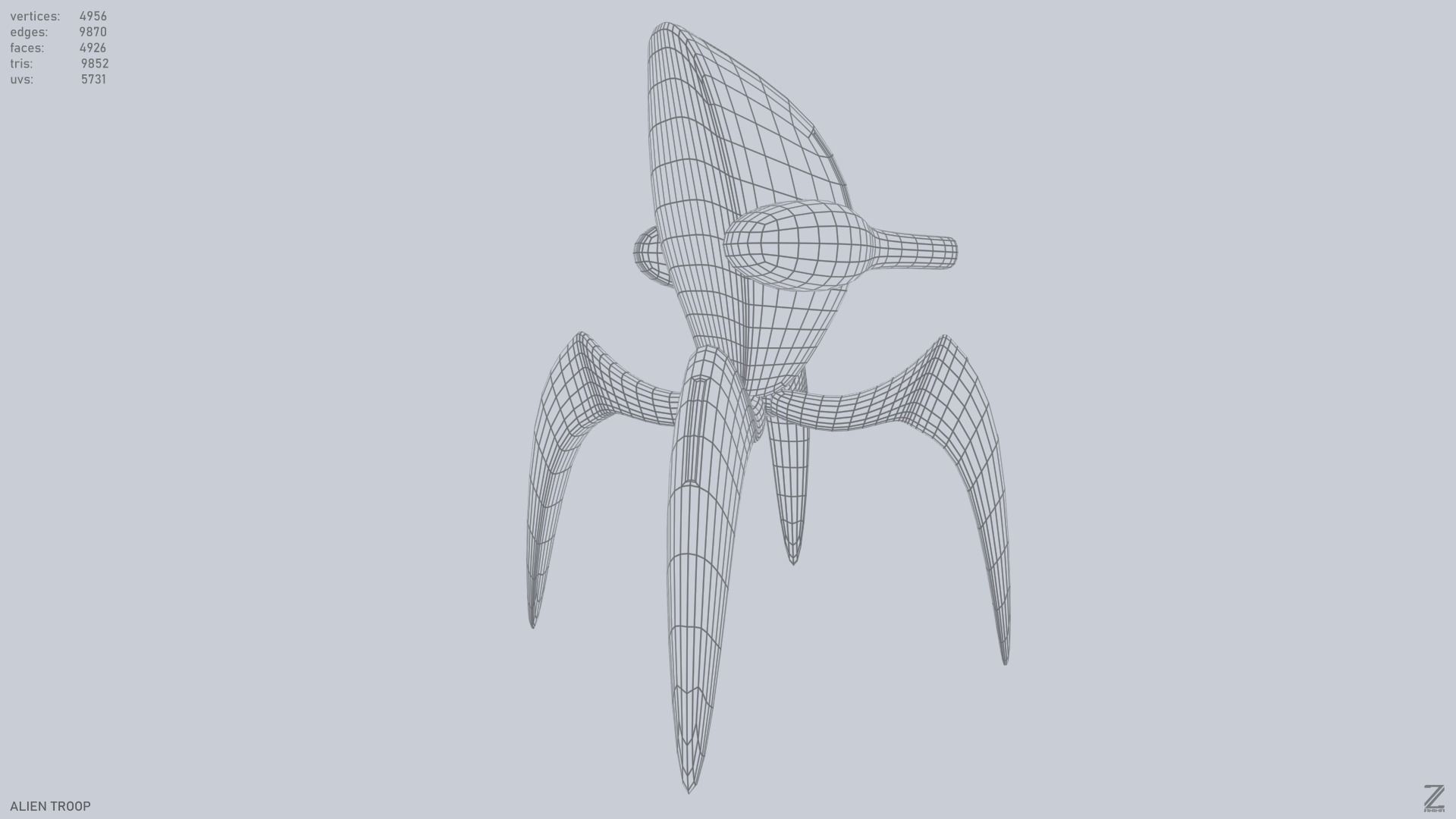 Alien troop Low-poly 3D model_2