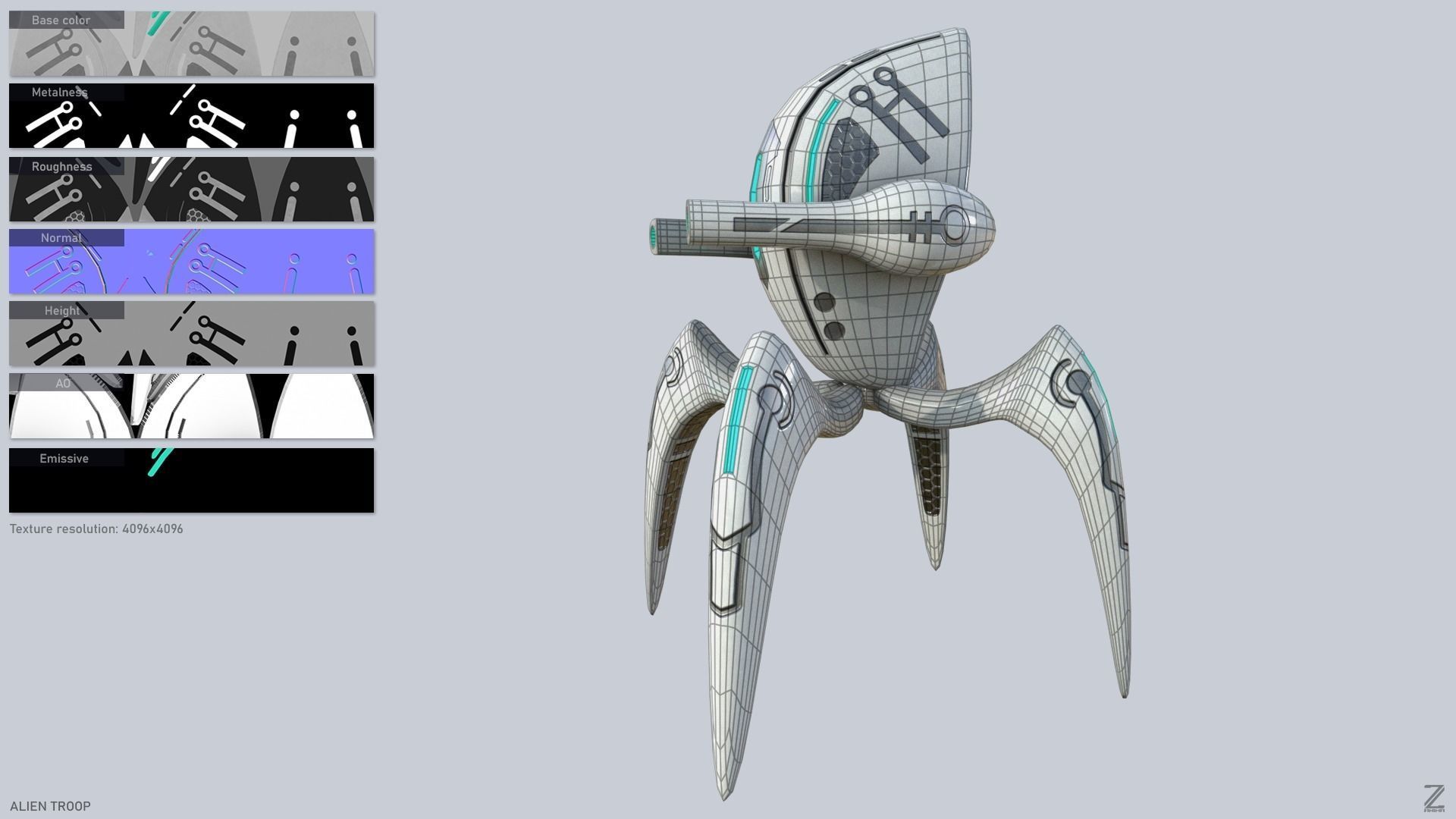 Alien troop Low-poly 3D model_1