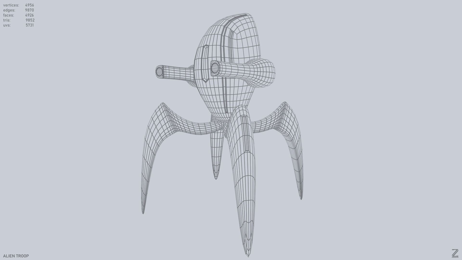 Alien troop Low-poly 3D model_10