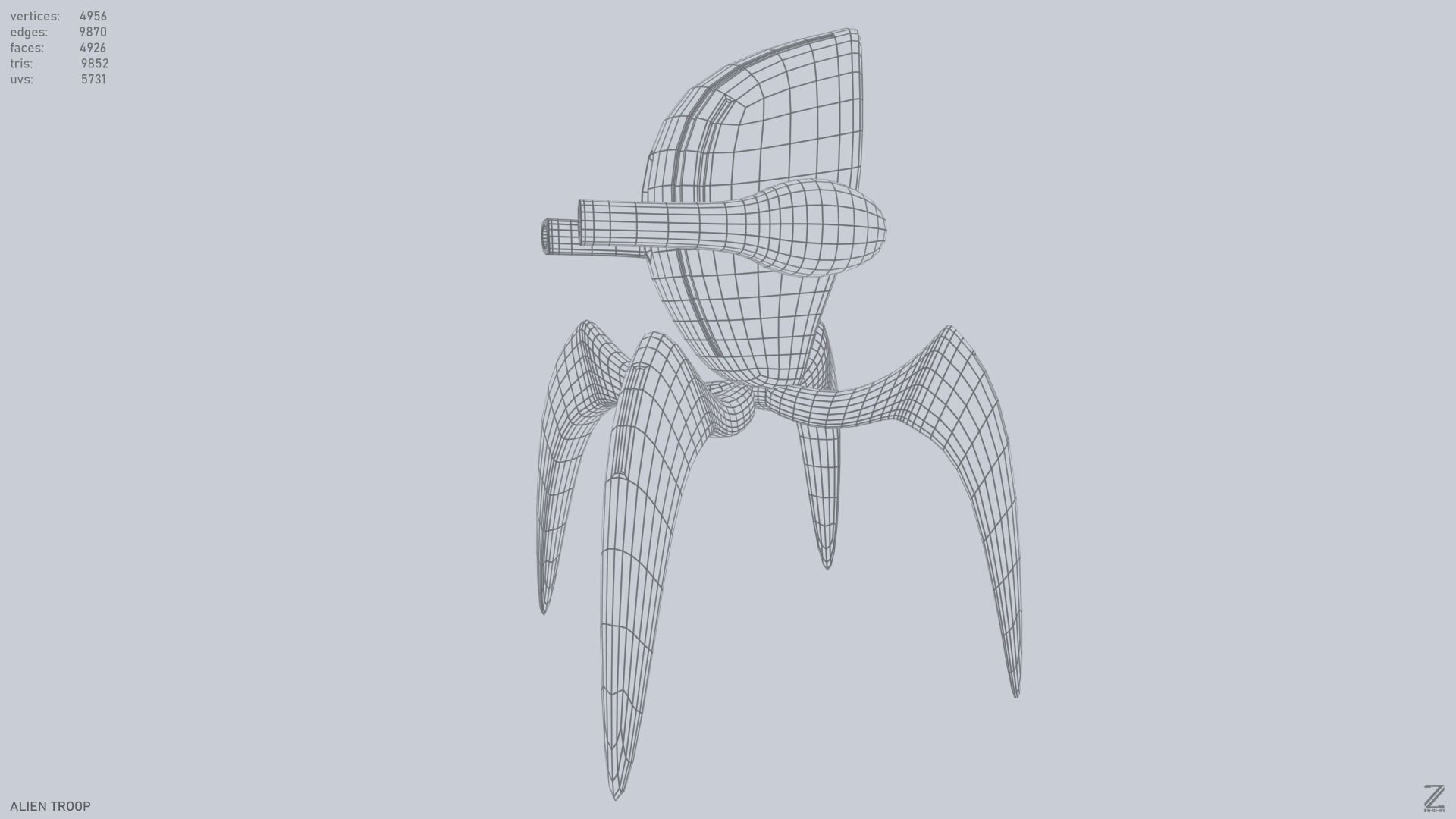 Alien troop Low-poly 3D model_9