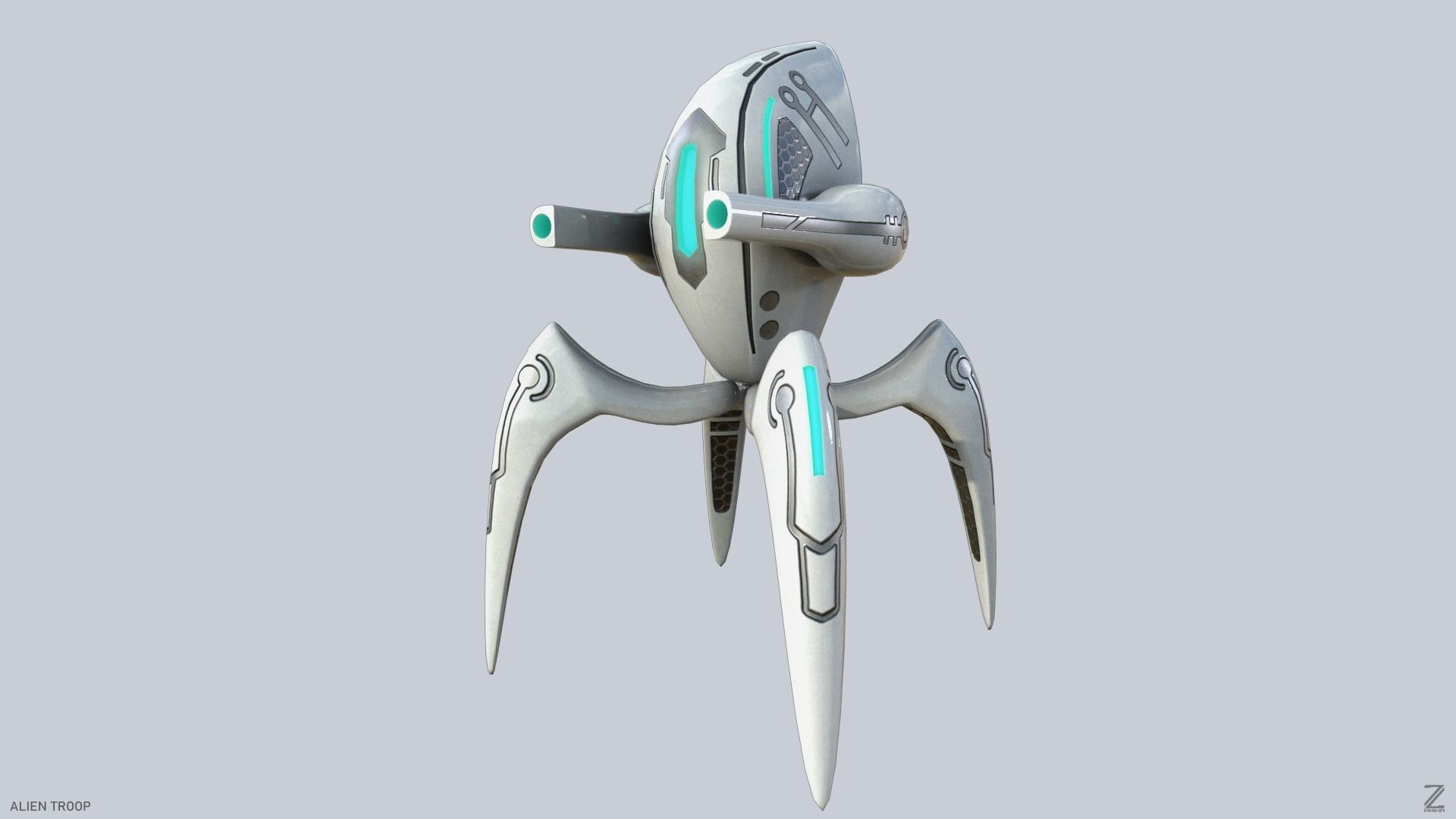 Alien troop Low-poly 3D model_3