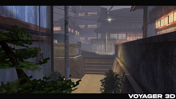 Retro Style Japanese Rural Town Low-poly 3D model 5