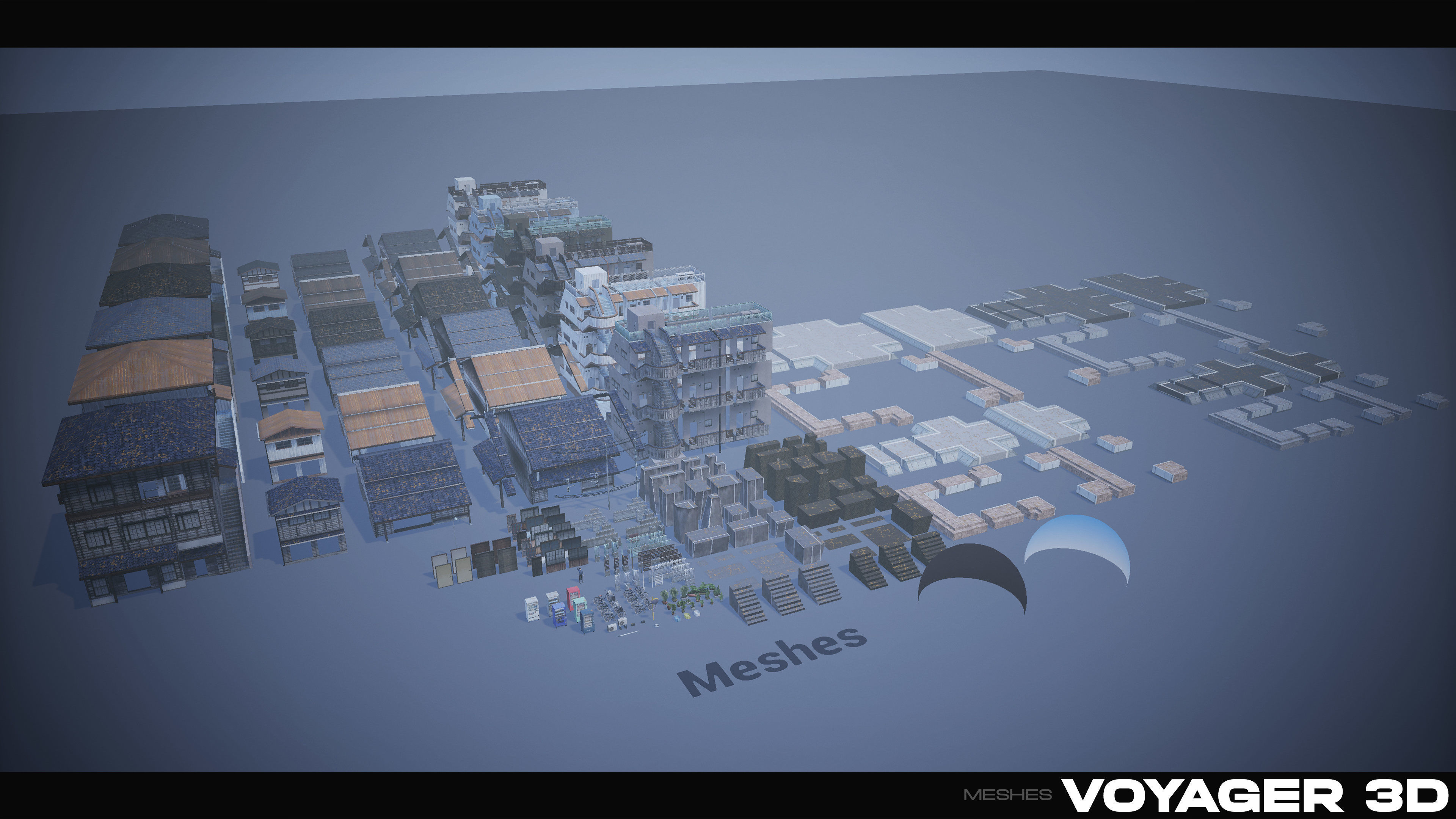 Retro Style Japanese Rural Town Low-poly 3D model_36