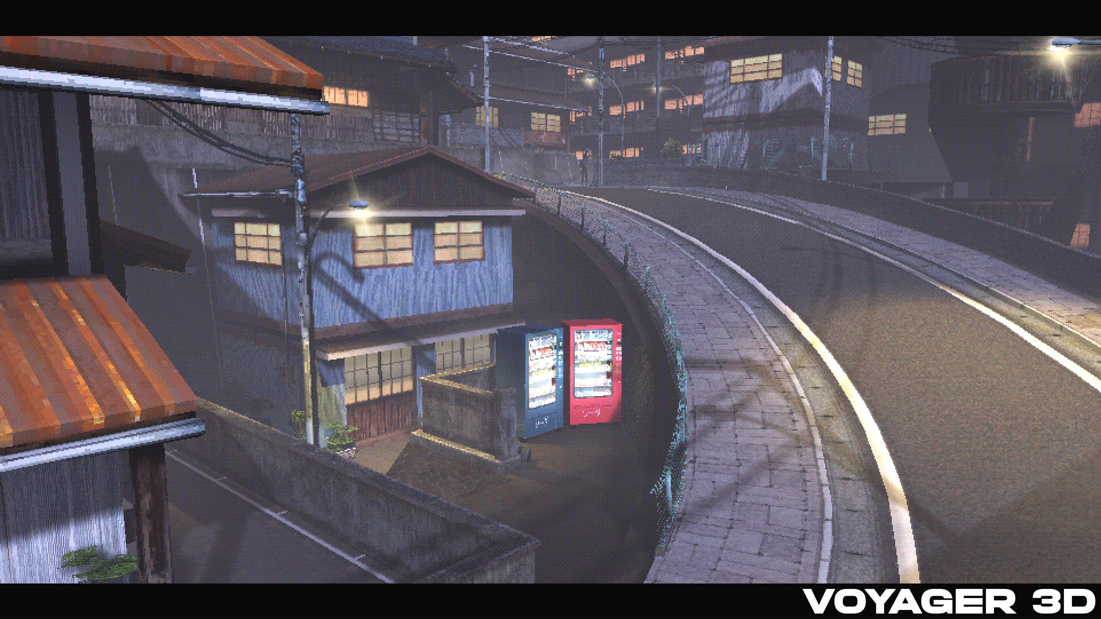 Retro Style Japanese Rural Town Low-poly 3D model_3