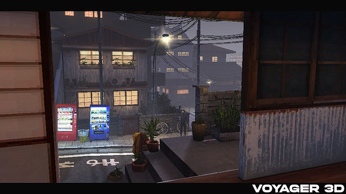 Retro Style Japanese Rural Town Low-poly 3D model 6