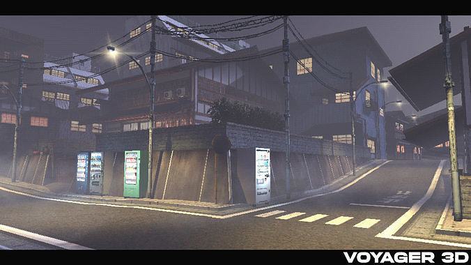 Retro Style Japanese Rural Town Low-poly 3D model 4