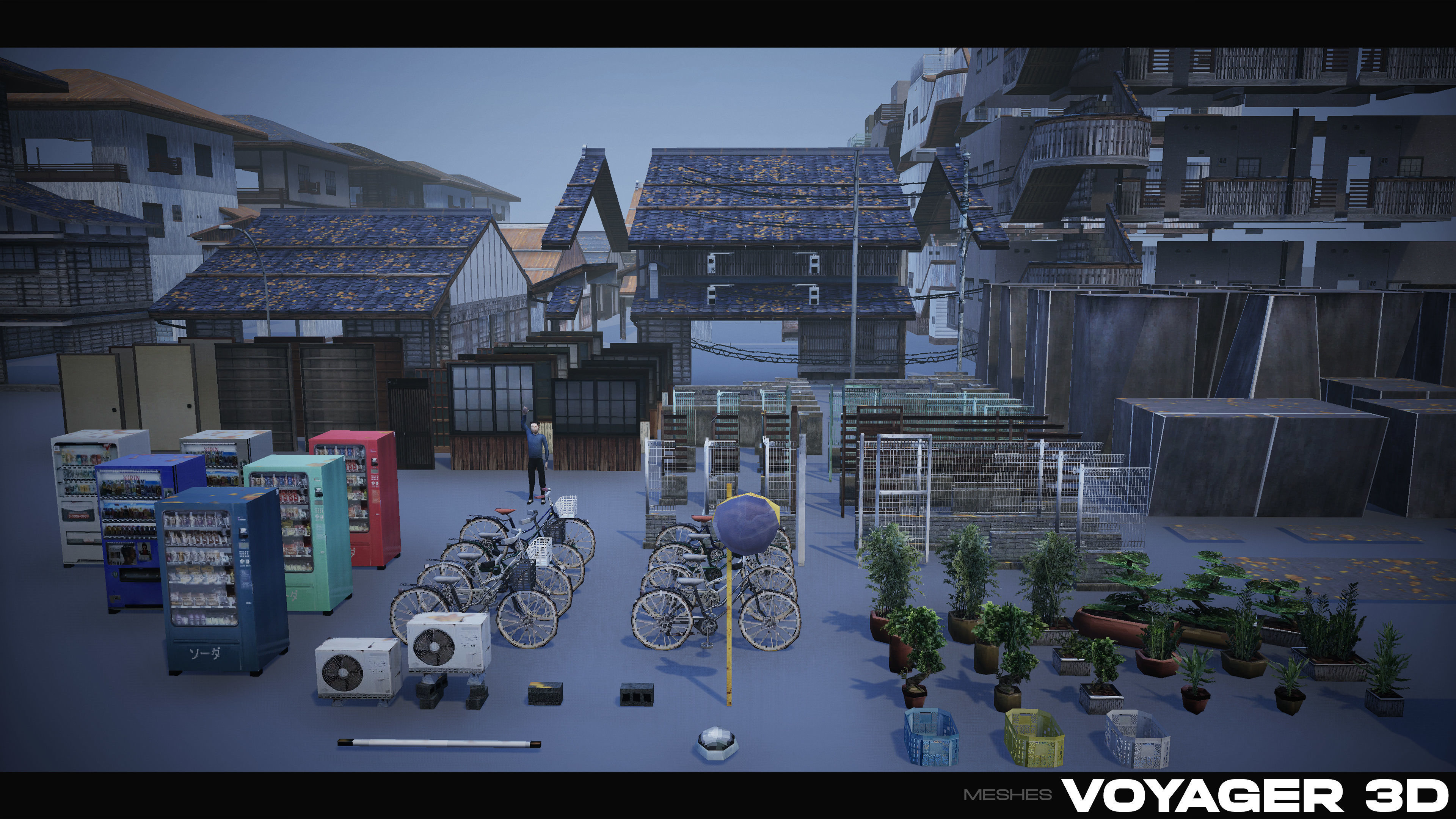 Retro Style Japanese Rural Town Low-poly 3D model_37