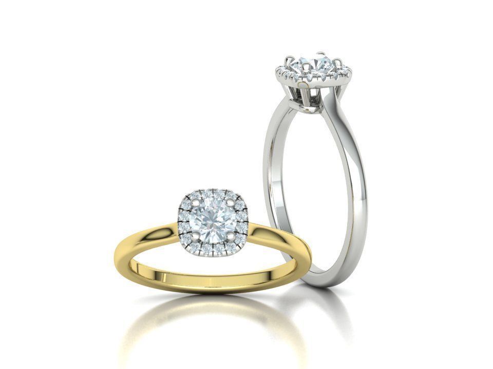 Halo Engagement Ring 40 pointer diamond stone 3dmodel 3D print model_2