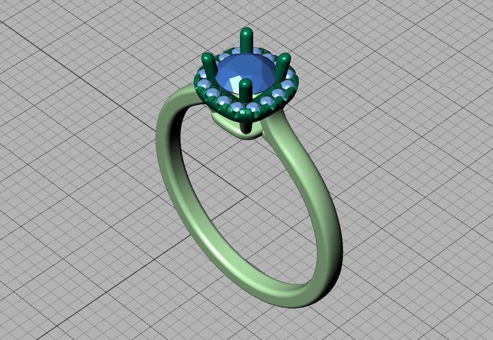 Halo Engagement Ring 40 pointer diamond stone 3dmodel 3D print model_47