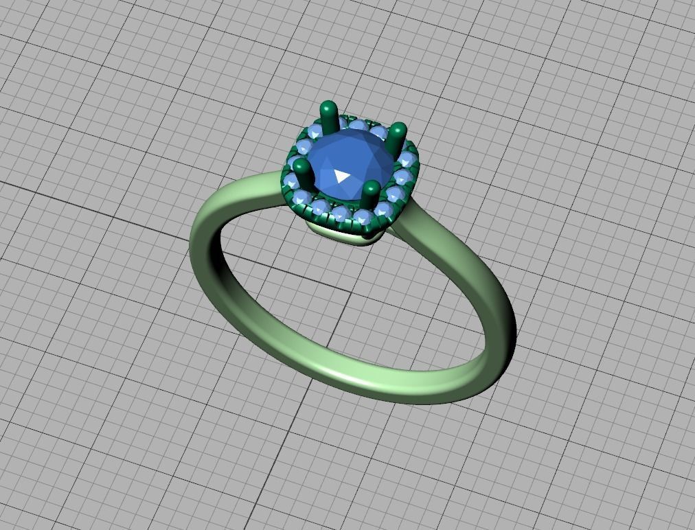 Halo Engagement Ring 40 pointer diamond stone 3dmodel 3D print model_46