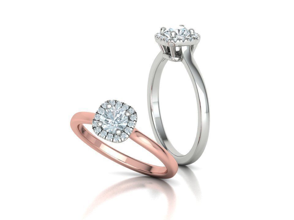 Halo Engagement Ring 40 pointer diamond stone 3dmodel 3D print model_7