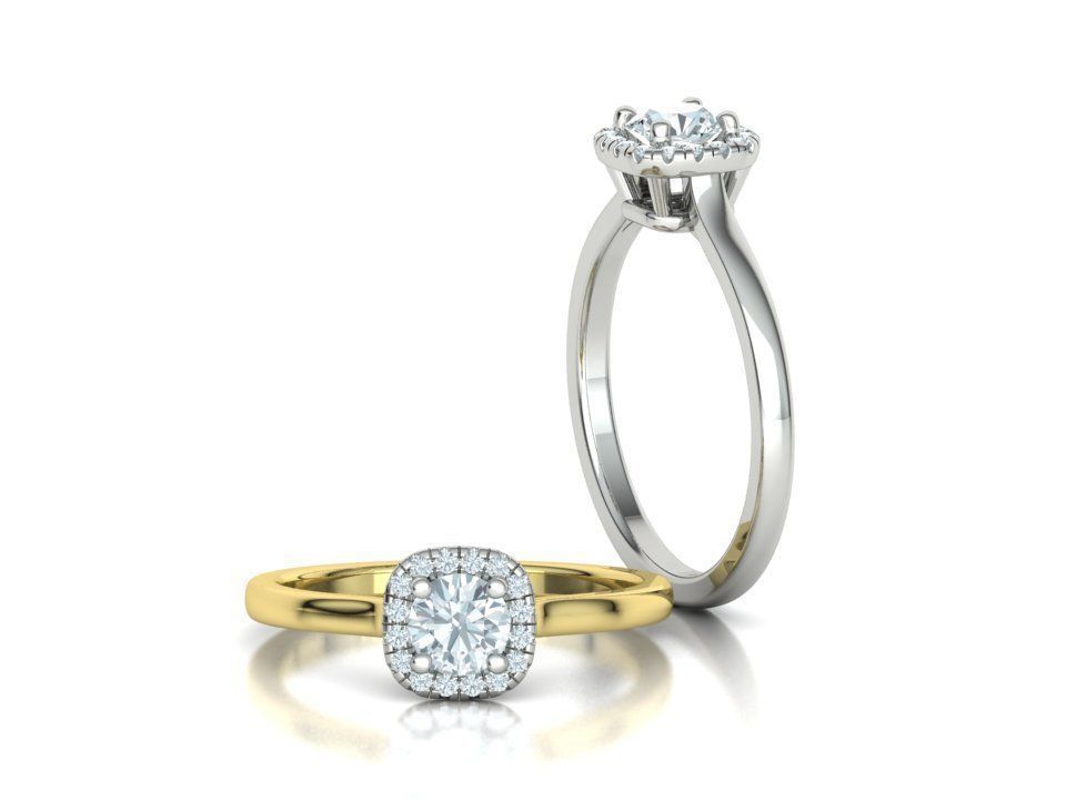 Halo Engagement Ring 40 pointer diamond stone 3dmodel 3D print model_1