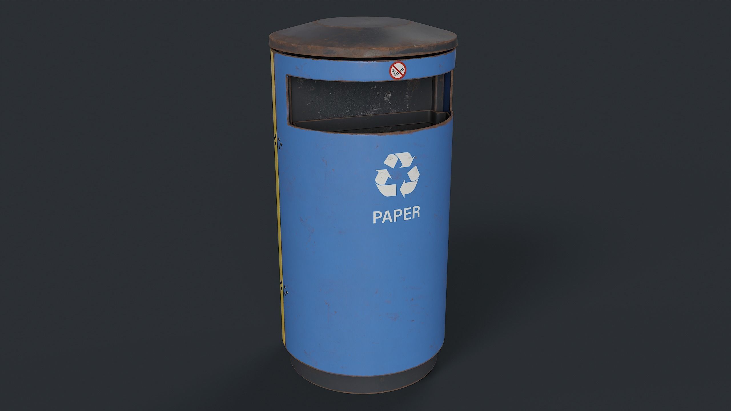 Street Trash Can 15 PBR Game Ready Low-poly 3D model_14